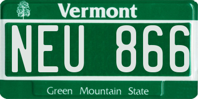VT license plate NEU866