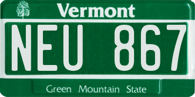 VT license plate NEU867