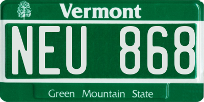VT license plate NEU868