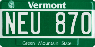 VT license plate NEU870