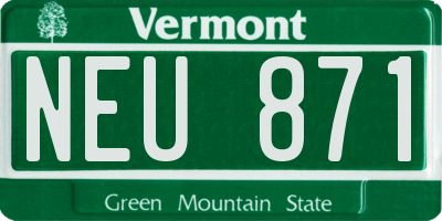 VT license plate NEU871