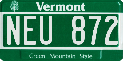 VT license plate NEU872