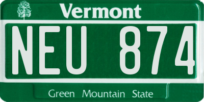 VT license plate NEU874