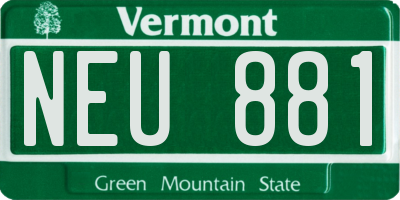 VT license plate NEU881
