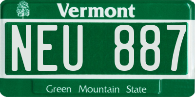 VT license plate NEU887