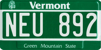 VT license plate NEU892