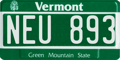 VT license plate NEU893