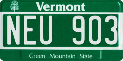 VT license plate NEU903