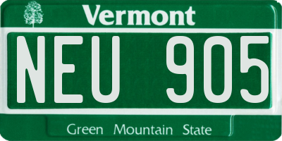 VT license plate NEU905