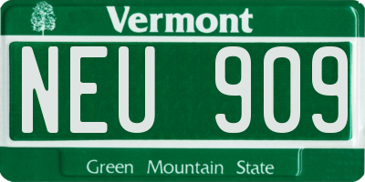 VT license plate NEU909
