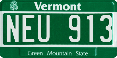 VT license plate NEU913