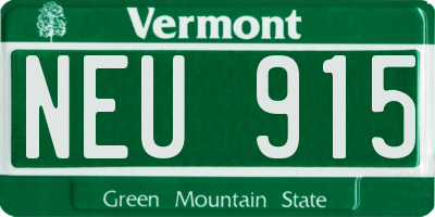 VT license plate NEU915