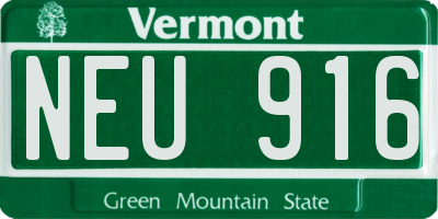 VT license plate NEU916