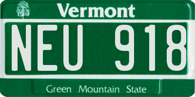 VT license plate NEU918