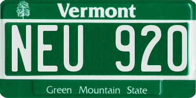 VT license plate NEU920