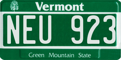 VT license plate NEU923