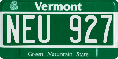 VT license plate NEU927