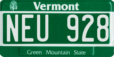 VT license plate NEU928