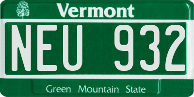 VT license plate NEU932