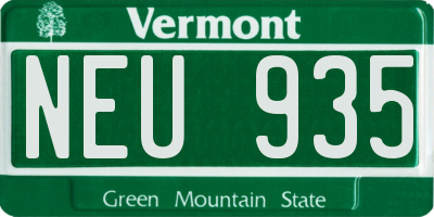 VT license plate NEU935