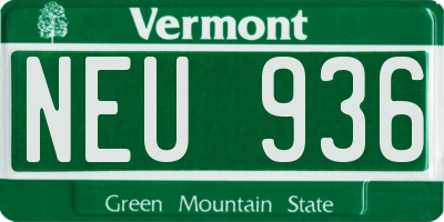 VT license plate NEU936