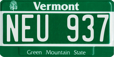 VT license plate NEU937