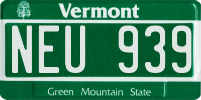 VT license plate NEU939