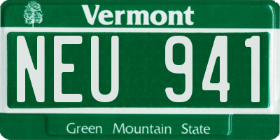 VT license plate NEU941