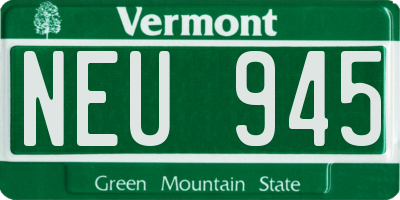 VT license plate NEU945