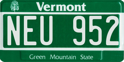 VT license plate NEU952