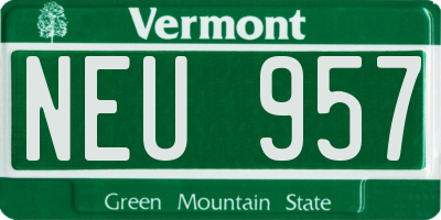 VT license plate NEU957