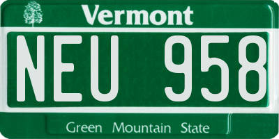 VT license plate NEU958