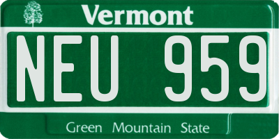 VT license plate NEU959