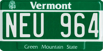 VT license plate NEU964