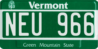 VT license plate NEU966