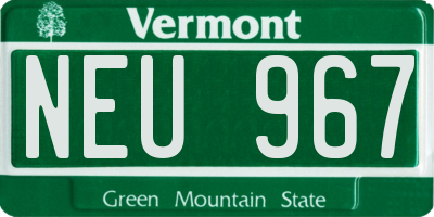VT license plate NEU967