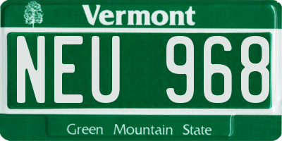 VT license plate NEU968