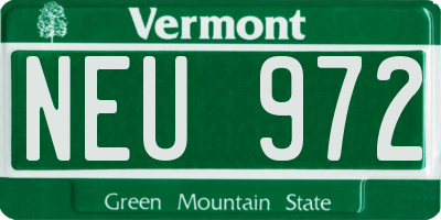VT license plate NEU972