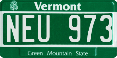 VT license plate NEU973