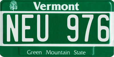 VT license plate NEU976