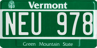 VT license plate NEU978