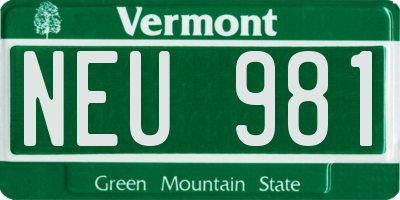 VT license plate NEU981
