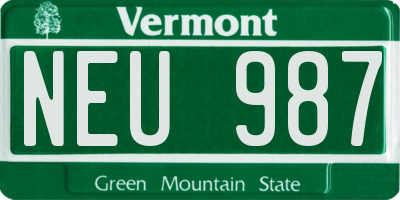 VT license plate NEU987
