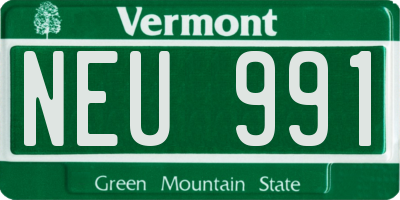 VT license plate NEU991