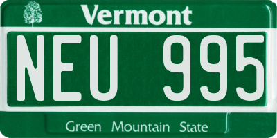 VT license plate NEU995
