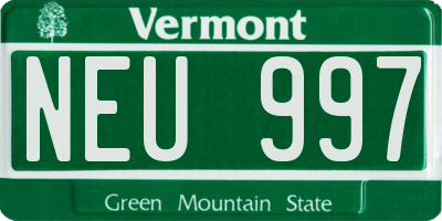 VT license plate NEU997