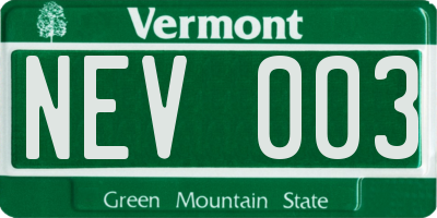 VT license plate NEV003