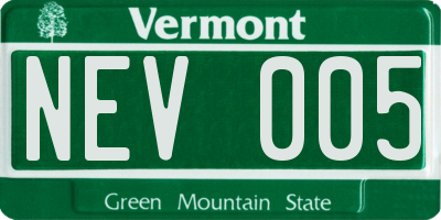 VT license plate NEV005