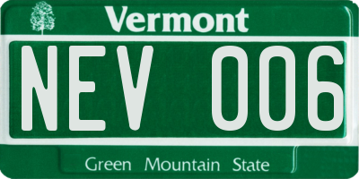 VT license plate NEV006