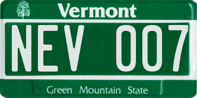 VT license plate NEV007